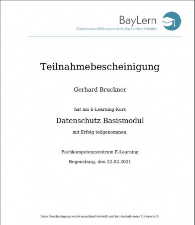 Datenschutz Zertifikat der Regierung von Oberbayern